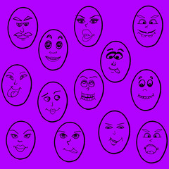  Vector image.Abstract easter eggs with eyes, nose and mouth.Design for greeting cards, covers, prints, wrapping paper.
