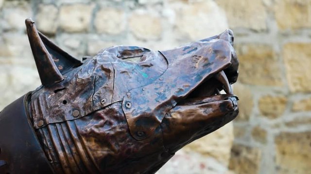 Iron wolf head. Ancient Dacian flag