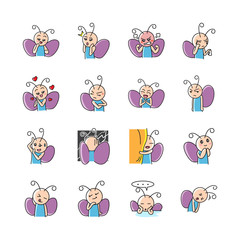 Butterfly Expression Emoticon Set