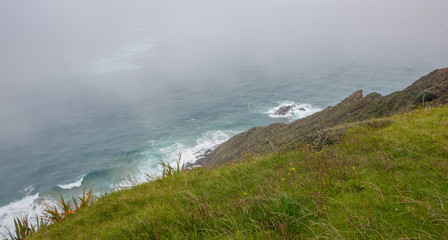 Cape Reinga Northland New Zealand. Fog. Misty. Ocean. Coast