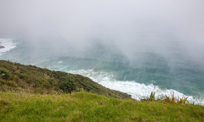 Cape Reinga Northland New Zealand. Fog. Misty. Ocean. Coast