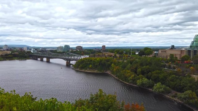 Portage Bridge Over The Ottawa River In Canada