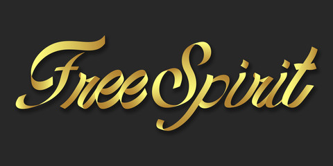 Free Spirit hand drawn lettering phrase illustration