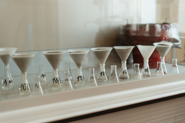 test tubes are on a lab bench