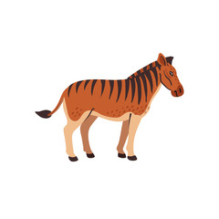 Extinct animals. Quagga. Prehistoric extinct north american striped horse, hybrid of zebra and horse. Flat style vector illustration isolated on white background.