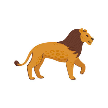 Extinct animals. Panthera atrox. Prehistoric extinct american Lion. Flat style vector illustration isolated on white background.