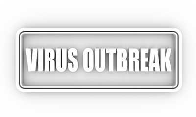 Stamp with Virus outbreak text. Medical science relative theme. 3D rendering.