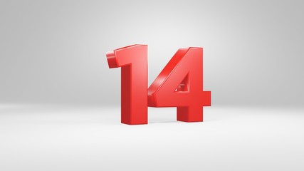 Obraz premium Number in red on white background, isolated glossy number 3d render