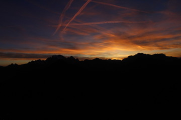 beautiful sunset view on the top of mountain