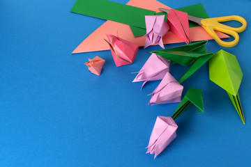 Mother's Day, happy birthday, March 8, Women's Day, Valentine's Day. Bouquet of tulips from colored...