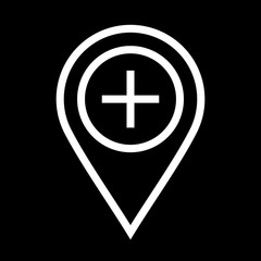 Hospital church Location Icon For Maps to use in web application interface. It can also be used for travel and tourism industry.