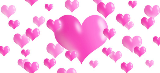 Illustration of a three-dimensional heart floating in the air.  Various events, sales, etc.空中に浮かぶハートのイラスト　各種イベント、セールなど