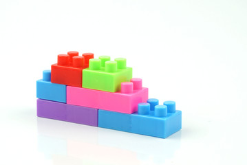 Obraz premium colorful building blocks isolated on white background