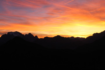 beautiful sunset view on the top of mountain