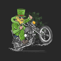 ST. PATRICK'S DAY MOTORCYCLE BIKER RIDER ARTWORK VECTOR