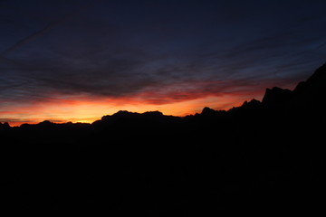 beautiful sunset view on the top of mountain