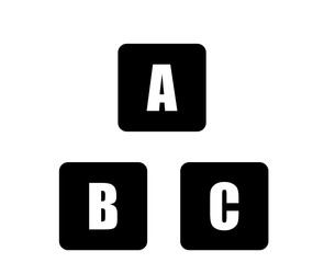 childrens playing blocks  with letters in in black and white for signs, logo, apps or websites