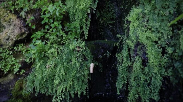 Small beautiful natural waterfall or stream in small village or town Bellapais located near Kyrenia on the island of Cyprus. A popular tourist destination. HD slow motion 1920X1080