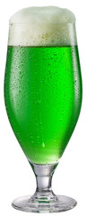 Glass of green beer isolated on a white background.