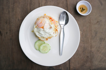 shrimp rice or fried rice ,stir-fried rice with shrimp and fried egg