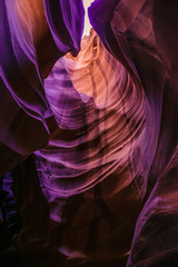 Colorful cavern of Antelope Canyon, a slot canyon in the American Southwest, on Navajo land east of Page, Arizona, USA
