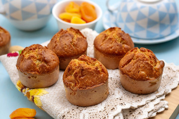 Homemade sweet muffins with dried apricots