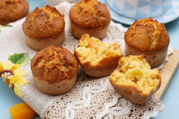 Homemade sweet muffins with dried apricots