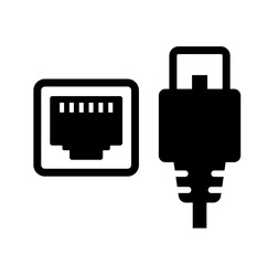 Lan cable and connector (plug) vector icon illustration