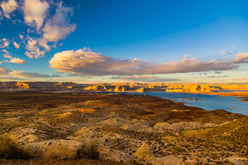 Lake Powell seen from the Wahweap Overlook in Page, Arizona USA