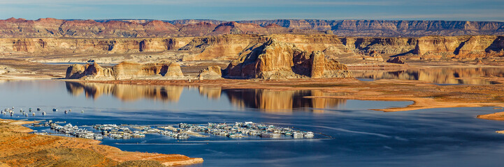 Wahweap marina located at the southern end of Lake Powell in Arizona, seen from the Wahweap...