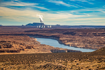 Navajo Generating Station, a coal-fired power plant located on the Navajo Nation, near Page,...
