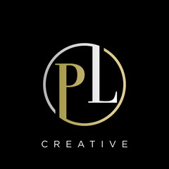 PL logo design vector luxury icon