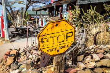 Vintage stop sign outside the Hackberry General Store on Arizona State Route 66