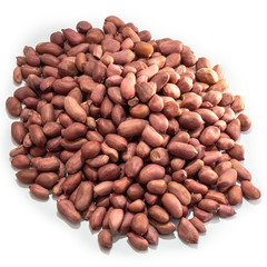 Peeled peanuts on a white isolated background. Food nuts delicious for your design for the site. kitchen theme