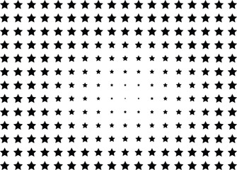 Abstract halftone dotted background. Monochrome pattern with stars.  Vector modern futuristic texture for posters, sites, business cards, postcards, labels, cover, stickers. Design mock-up layout.