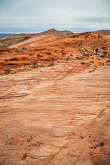 Red and white rocks & desert of Valley of Fire in Nevada, USA