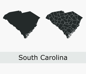 South Carolina vector maps counties, townships, regions, municipalities, departments, borders