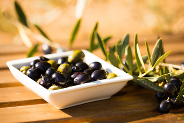 farm olives on table in olive garden