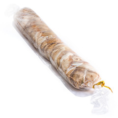 Cheese braid on a white isolated background. Food dried dried fruit for your website design. kitchen theme