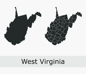 West Virginia vector maps counties, townships, regions, municipalities, departments, borders