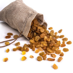 Raisins peeled on a white isolated background. Food grape yellow delicious for your design for the site. kitchen theme