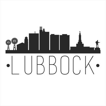 Lubbock Texas. City Skyline. Silhouette City. Design Vector. Famous Monuments.