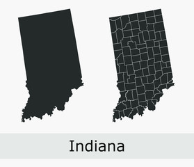 Indiana vector maps counties, townships, regions, municipalities, departments, borders