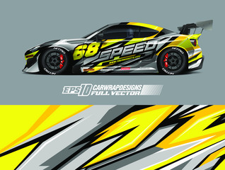 Vehicle graphic livery design vector. Graphic abstract stripe racing background designs for wrap cargo van, race car, pickup truck and adventure. Full vector Eps 10.