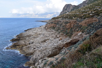 Fototapeta na wymiar La Riserva naturale orientata Monte Cofano è un'area naturale protetta. Trapani. Sicilia occidentale
