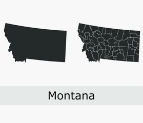 Montana vector maps counties, townships, regions, municipalities, departments, borders