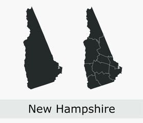 New Hampshire vector maps counties, townships, regions, municipalities, departments, borders