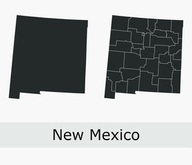 New Mexico vector maps counties, townships, regions, municipalities, departments, borders