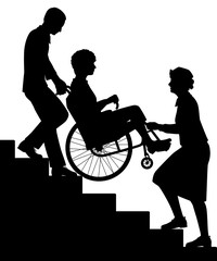 Wheelchair upstairs assist silhouette