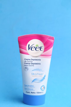 Zaragoza January 23, 2020, Veet brand depilatory cream bottle